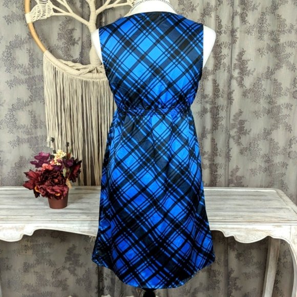 Delia's vintage blue and black plaid slinky dress - Picture 4 of 9